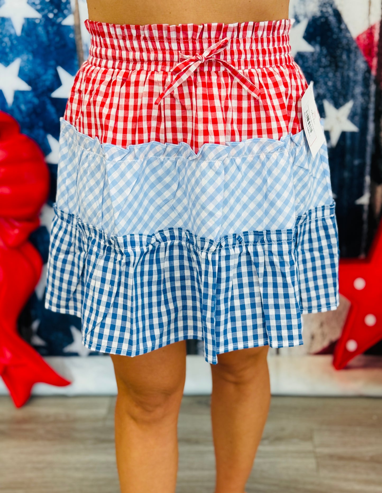Colorblock Gingham Mini Skort (Reg.)