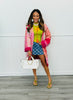 POL Pink Patchwork Wrap Kimono Jacket (One Size)