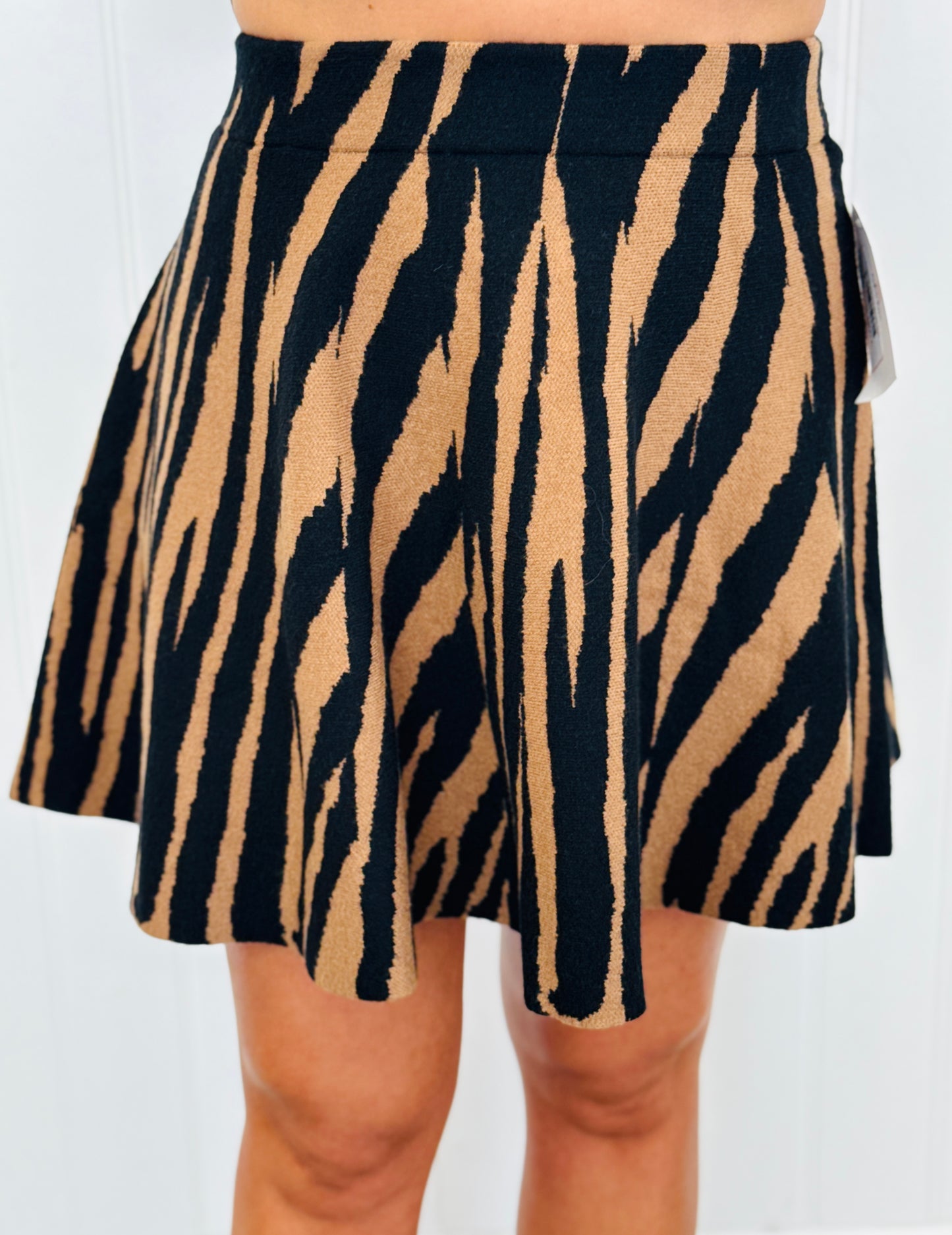 Brown/Black Tiger Print Mini Skirt (Reg.)