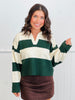 Hunter Green/Ivory Striped Polo Sweater Top (Reg.)