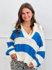 Azure Blue Stripe Chunky Sweater Top (Reg & Plus)