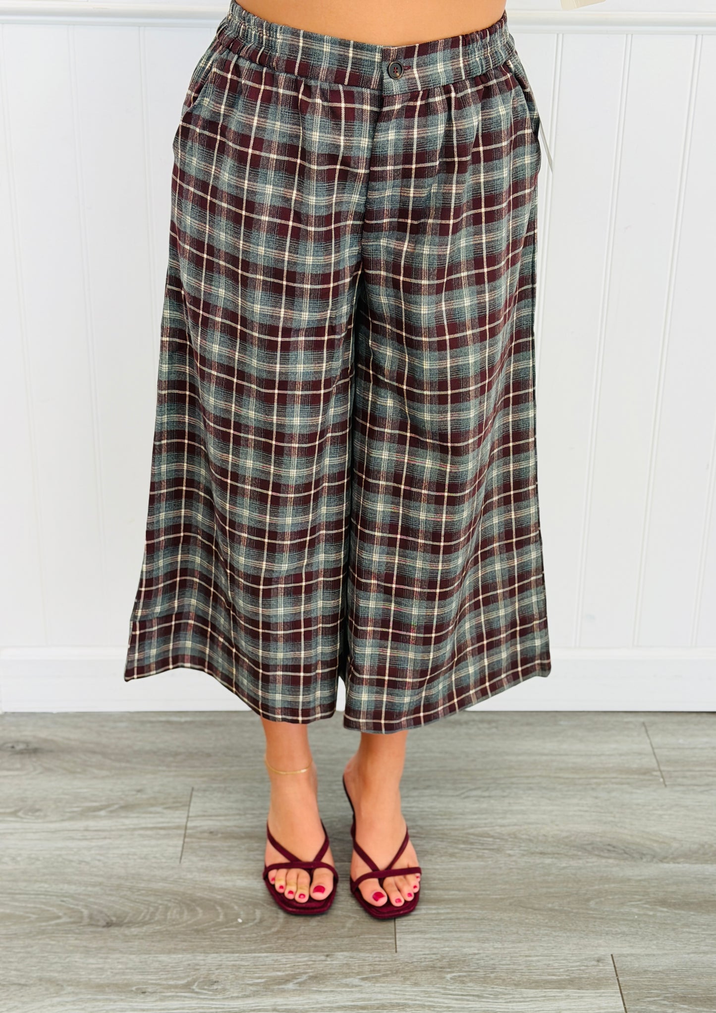 Merlot Plaid Flannel Culotte Pants (Reg.)