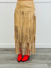 Taupe Faux Leather Fringe Maxi Skirt (Reg.)
