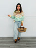 Light Blue/Cream Fair Isle Yoke Sweater Top (Reg & Plus)