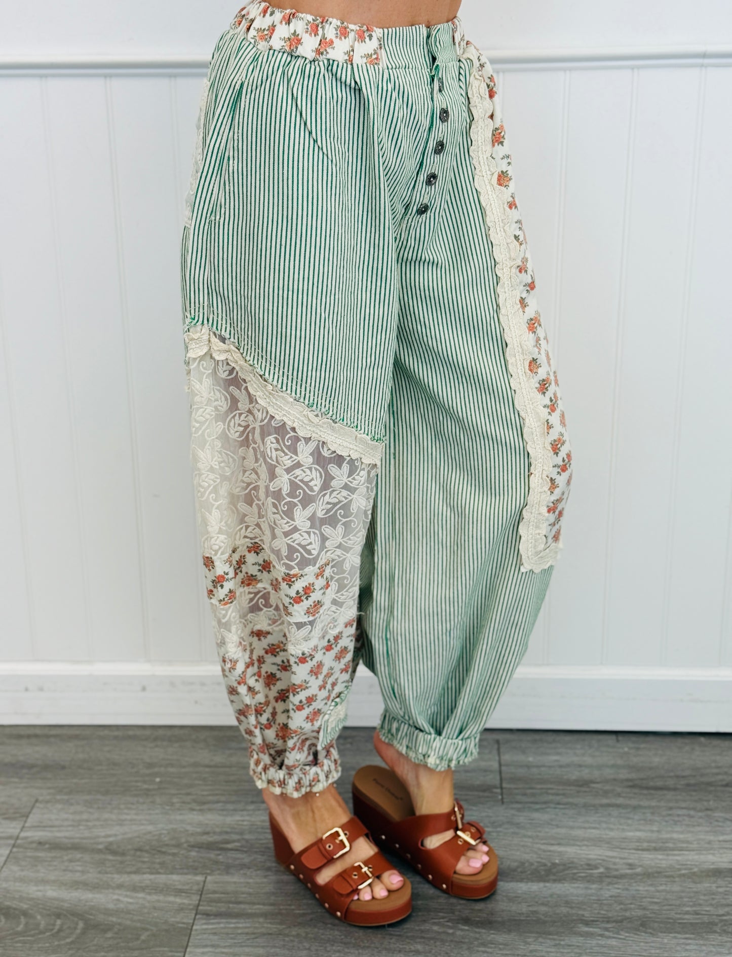 POL Green Stripe Contrast Print Joggers (Reg.)