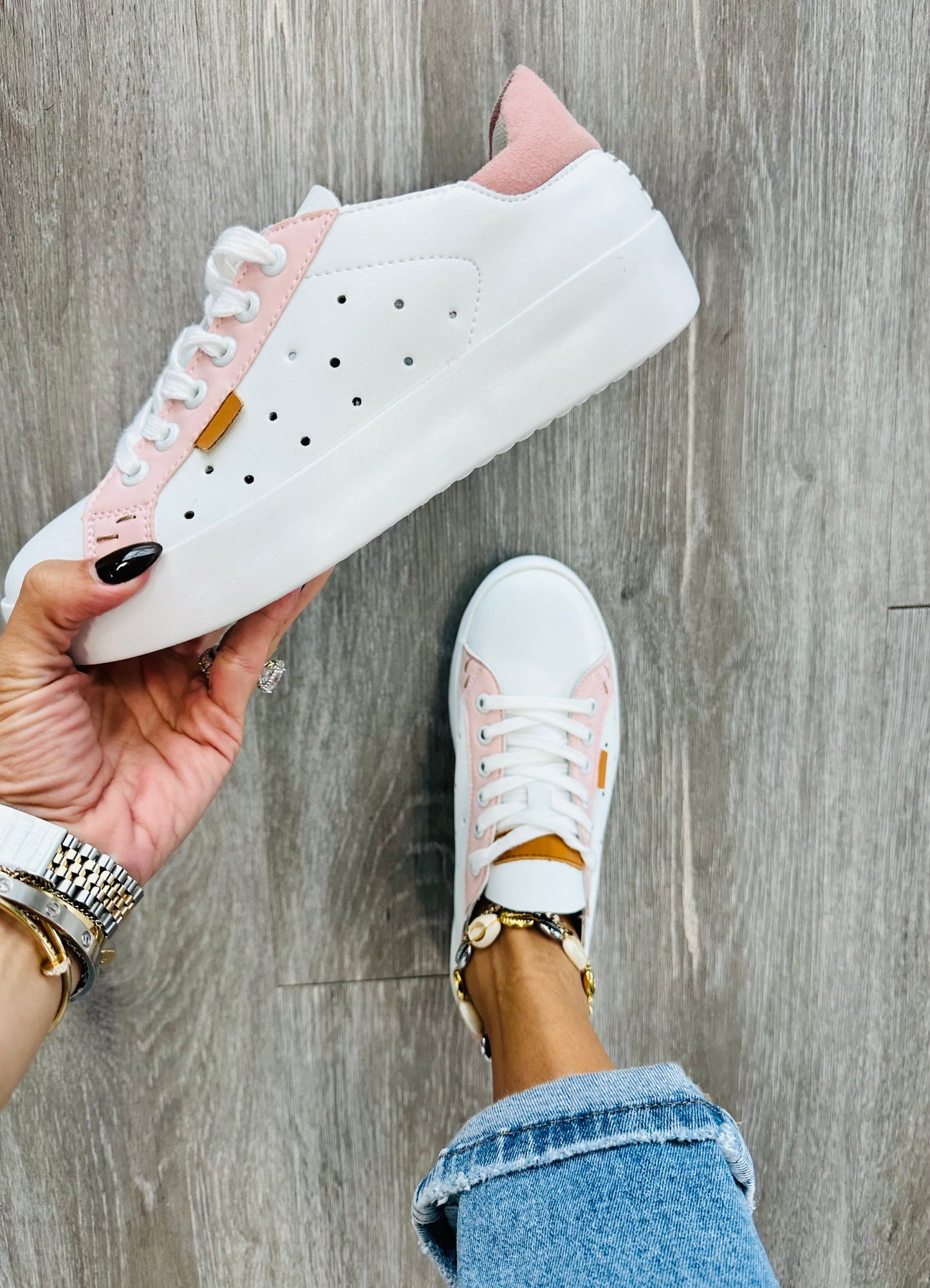 Light Pink Leather Step In The Right Direction Sneakers