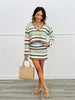 Cream Multi Stripe Sweater & Skirt Set (Reg.)