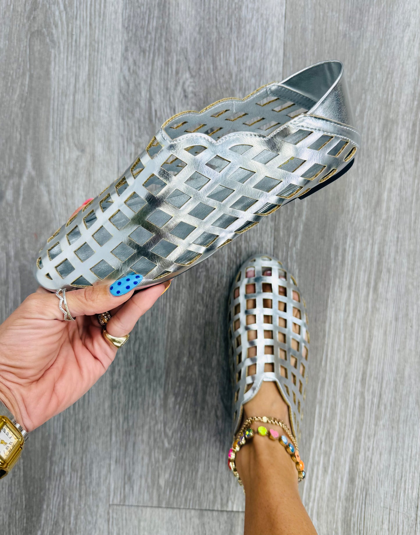 Silver Sway Lattice Flats