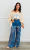 Denim Lace Rhinestone Pearl Embellished Pants (Reg.)
