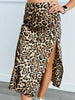 Leopard Satin Side Slit Midi Skirt ( Reg.)