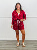 Wine Ribbon Cherries Hoodie Jacket & Shorts Set (Reg & Plus)