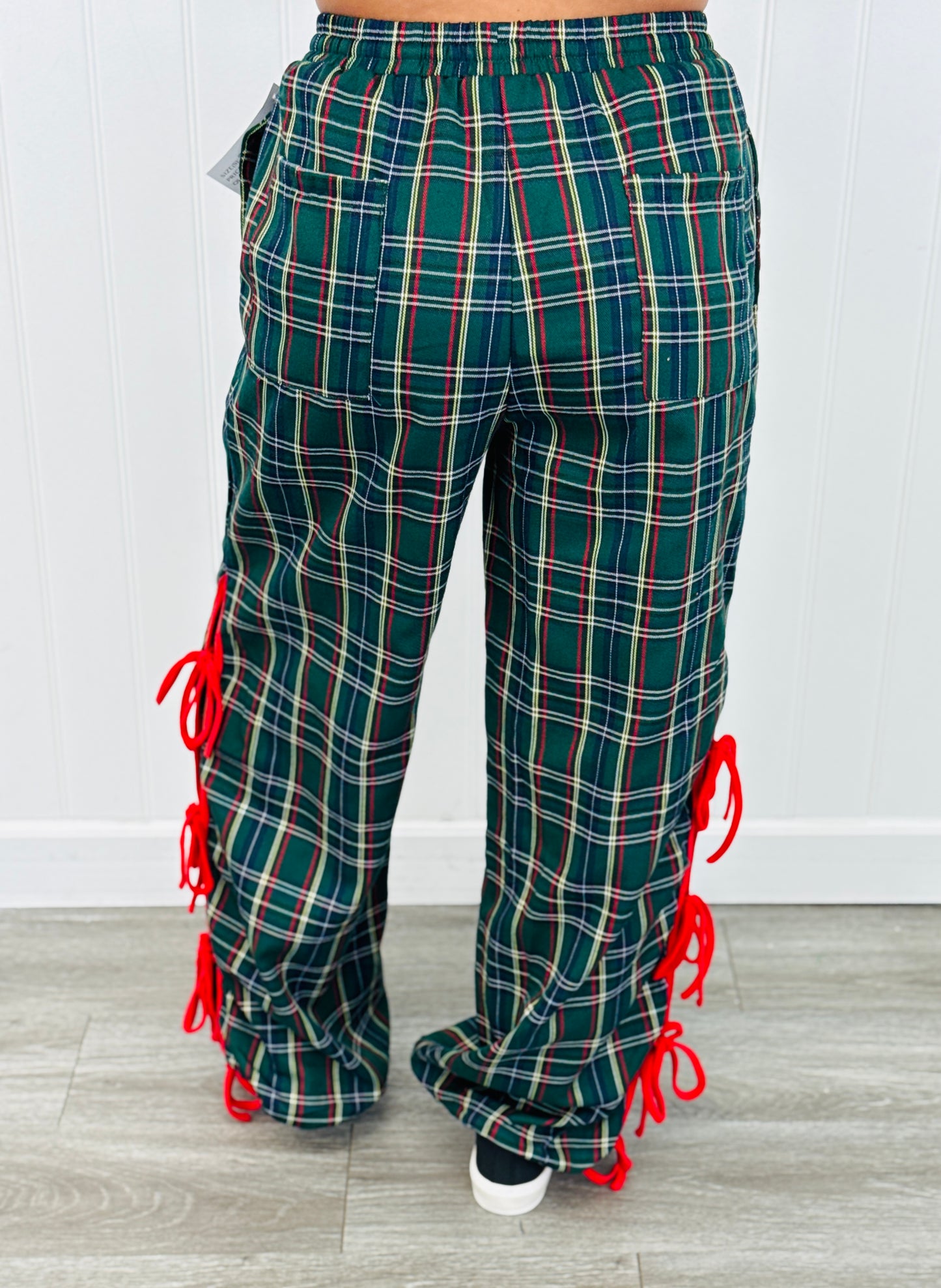 H Green Plaid Side Tie Jogger Pants (Reg. and Plus)