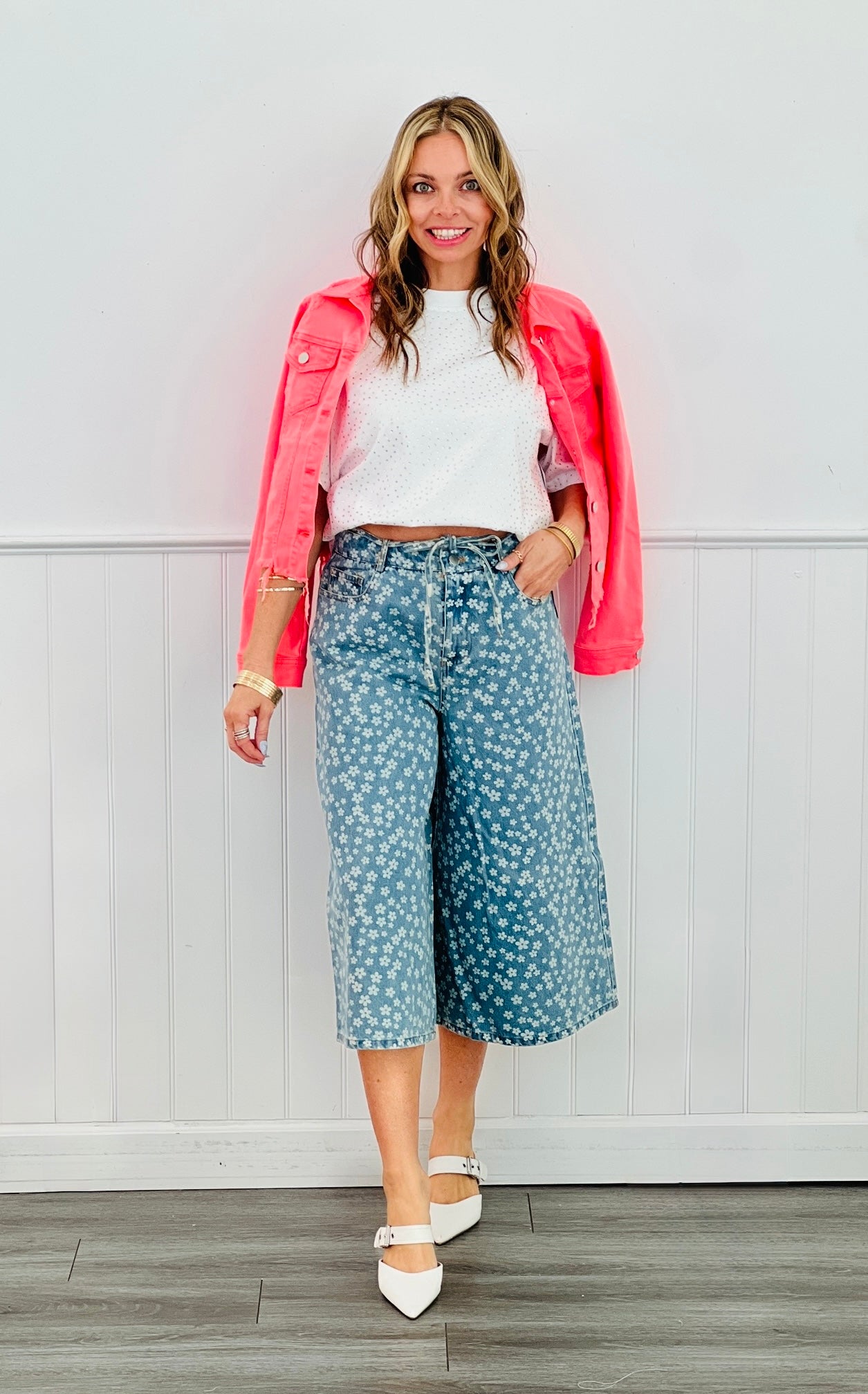 Risen Coral Frayed Hem Jean Jacket (Reg)