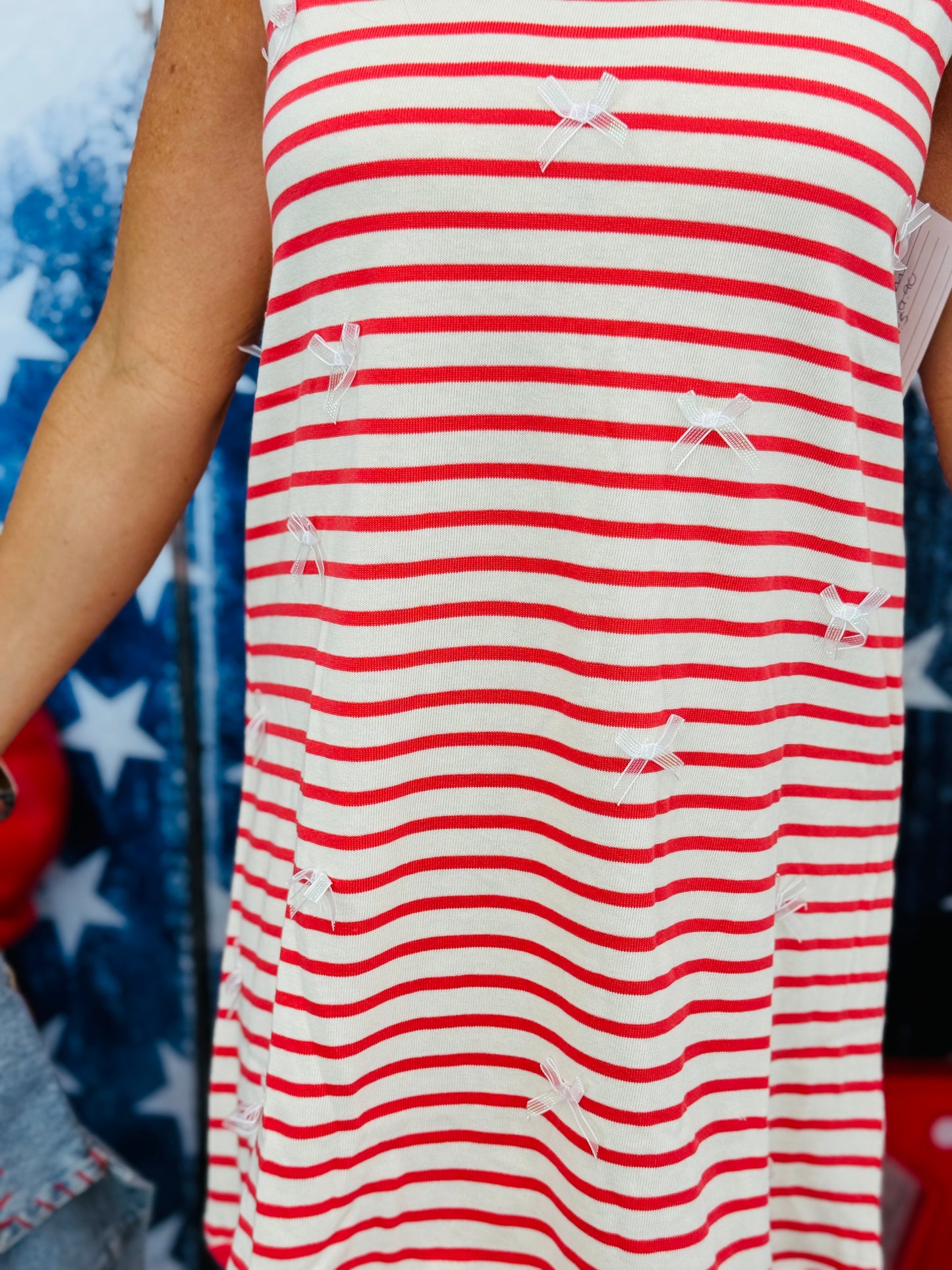 30a- Red Striped Wave Mini Dress