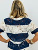 Navy/Off White Lace Stripe Polo Top (Reg.)