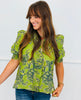 Sage Paisley Ruffle Trim Blouse (Reg & Plus)