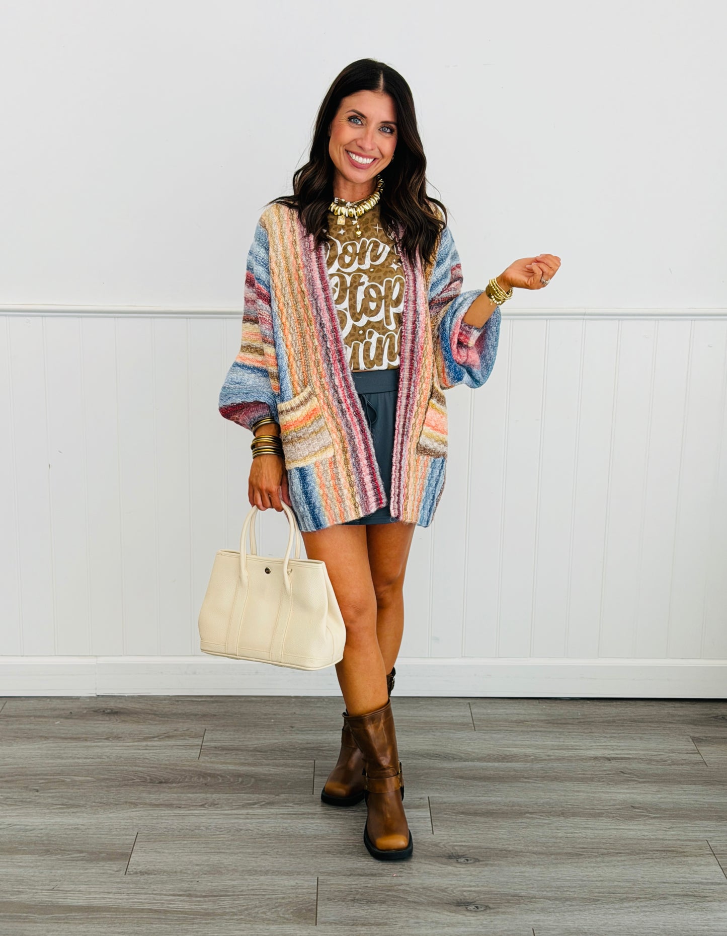Orange/Blue Striped Pocket Cardigan (Reg.)