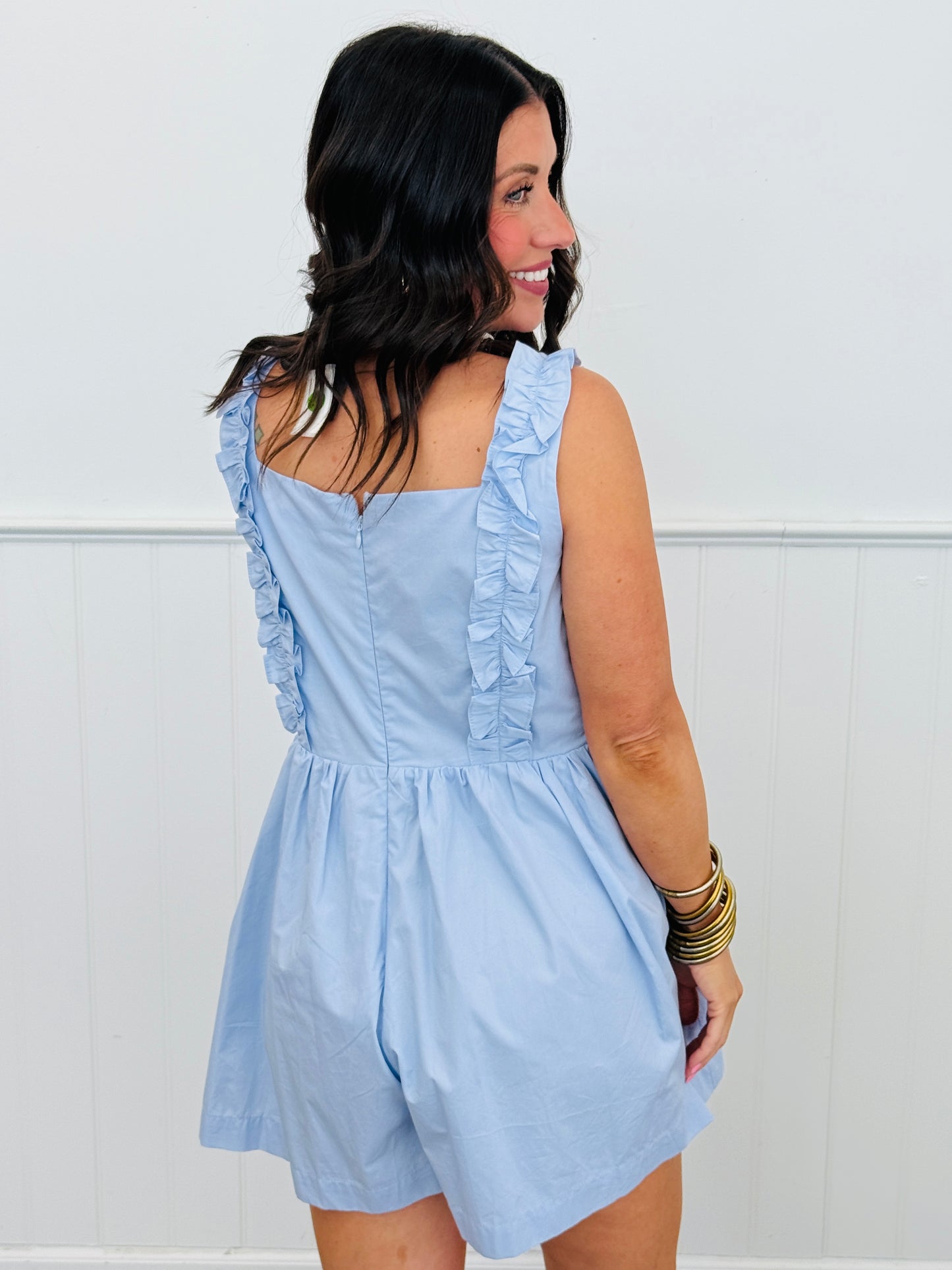 Baby Blue Ruffle Detail Romper (Reg.)