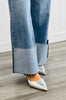 Sparkly Rhinestone Cuffed Wide Leg Jeans (Reg.)