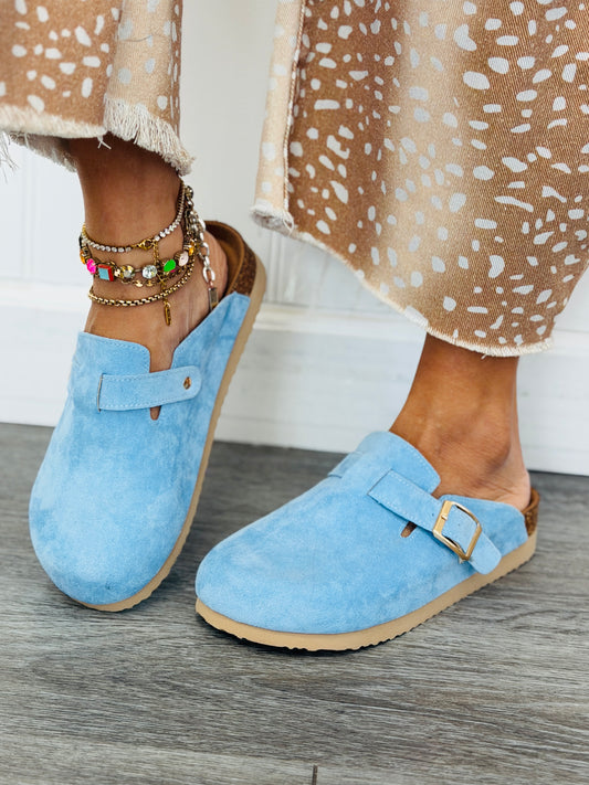 Lt Blue Ronan Buckle Mule