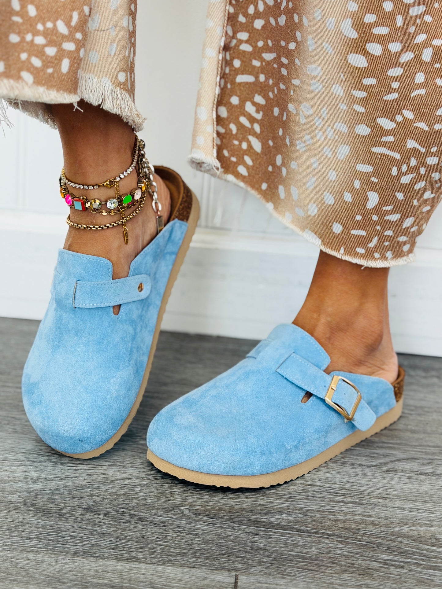 Lt Blue Ronan Buckle Mule