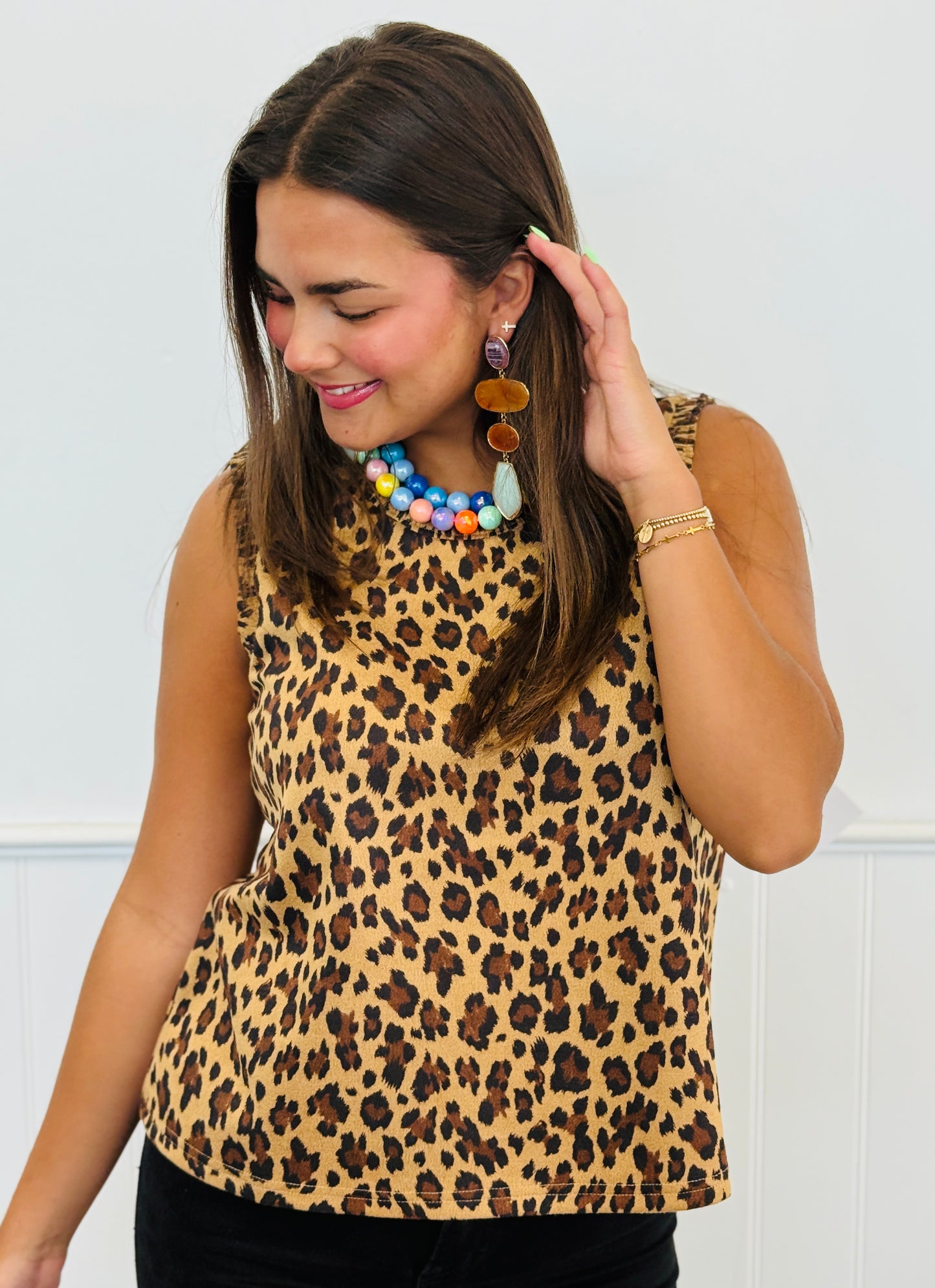 Lace Long Sleeve Layered Leopard Tee (Reg.) - 2 Colors