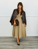 Taupe Square Neck Flare Midi Dress (Reg. and Plus)