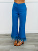 Royal Blue Feather Trim Flare Pants (Reg.)