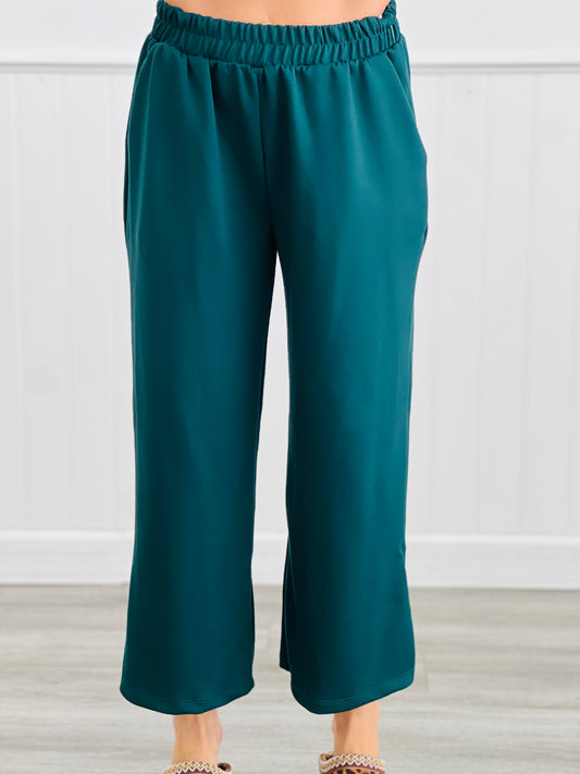 Hunter Green Wide Leg Pants (Reg. and Plus)