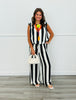 Black/Ivory Stripe Top & Pants Set (Reg & Plus)