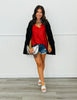 Red Sequin Sleeveless Blouse (Reg. and Plus)