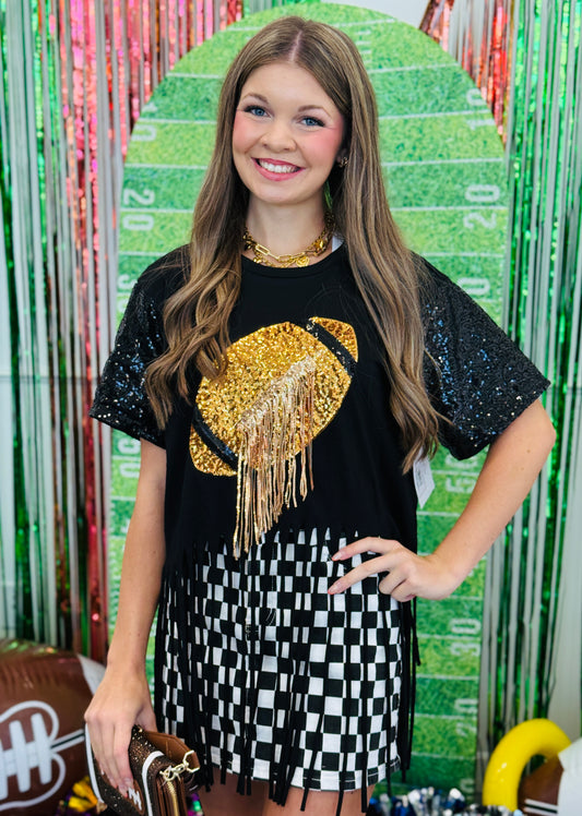 Black Fringe Football Game Day Tee (Reg.)