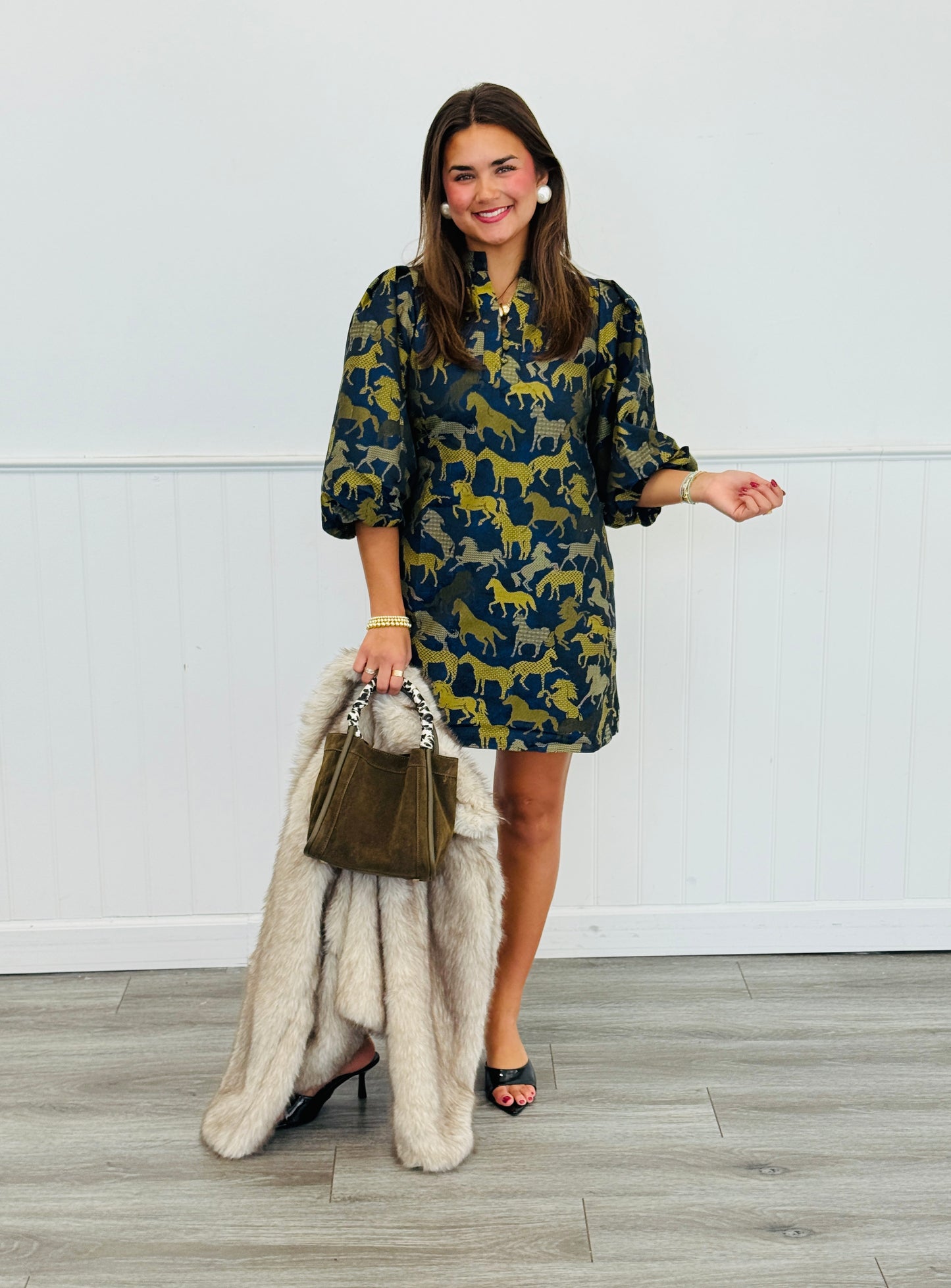 Blue Horse Jacquard Mini Dress (Reg.)
