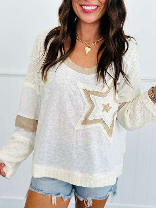 POL Ivory Star Patch Contrast Top (Reg)