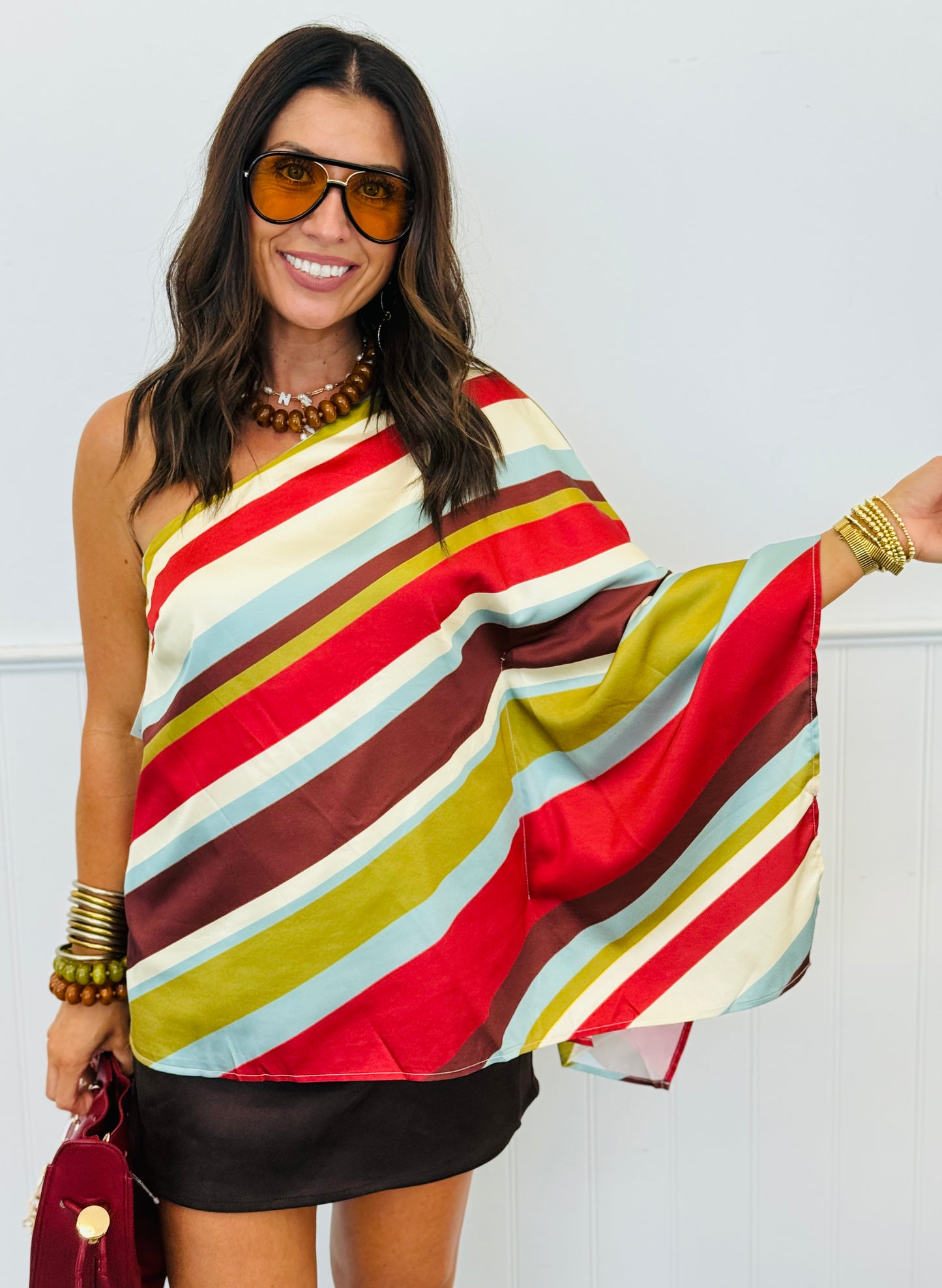 One Shoulder Striped Blouse (Reg.)