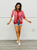 Red White Gingham Cardigan (Reg.)