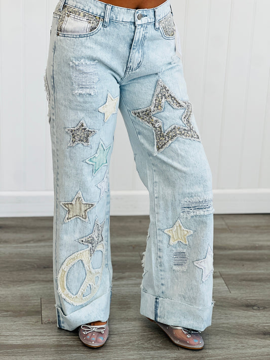 Oli & Hali Blue Star Patch Jeans (Reg.)