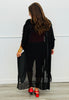 Black Front Tie Tassel Longline Cardigan (OS & Plus)
