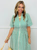 Green Striped Front Zip Midi Dress (Reg & Plus)