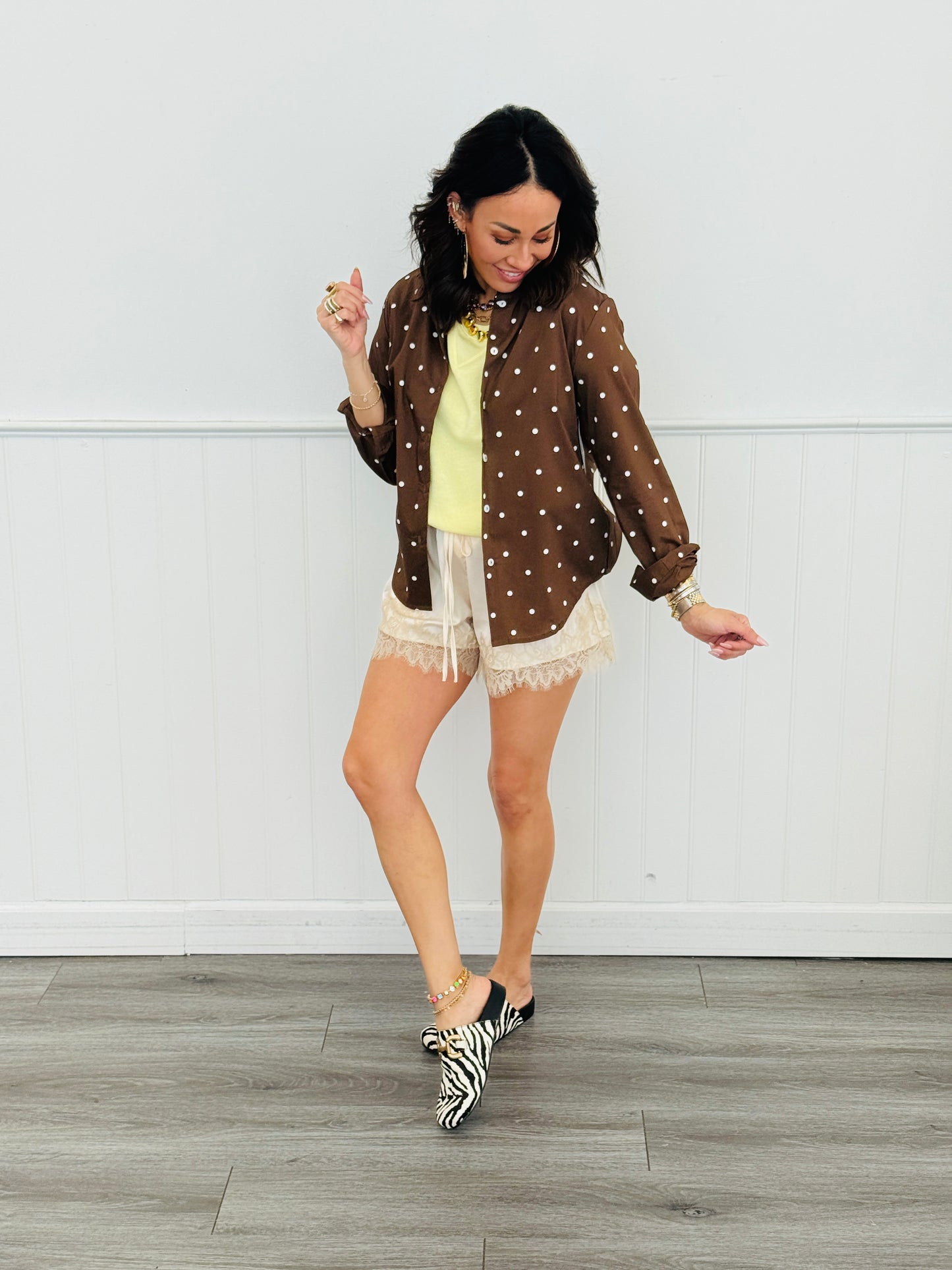 Drawstring Lace Trim Shorts (Reg.)-3 Colors