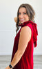 Deep Red Ruffle Collar Sleeveless Mini Dress (Reg.)