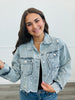 Light Denim Pearl Embellished Denim Jacket (Reg.)