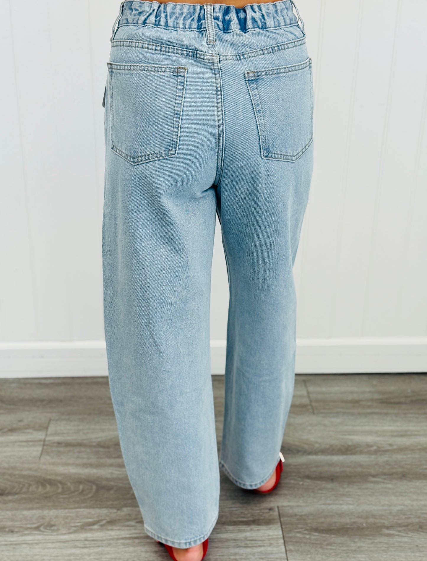 Floral Patch Light Wash Wide Leg Pants (Reg and Plus)