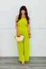 Chartreuse Ruched Bodice Strappy Jumpsuit (Reg.)