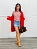 POL Red Textured Wrap Sweater Cardigan (Reg.)