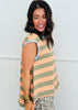 Apricot/Olive Stripe Sleeveless Top (Reg & Plus)