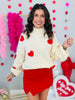 Cream Mock Neck Sweater with Hearts (Reg. and Plus)