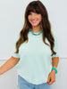 Mint Variegated Short Sleeve Tee Top (Reg.)