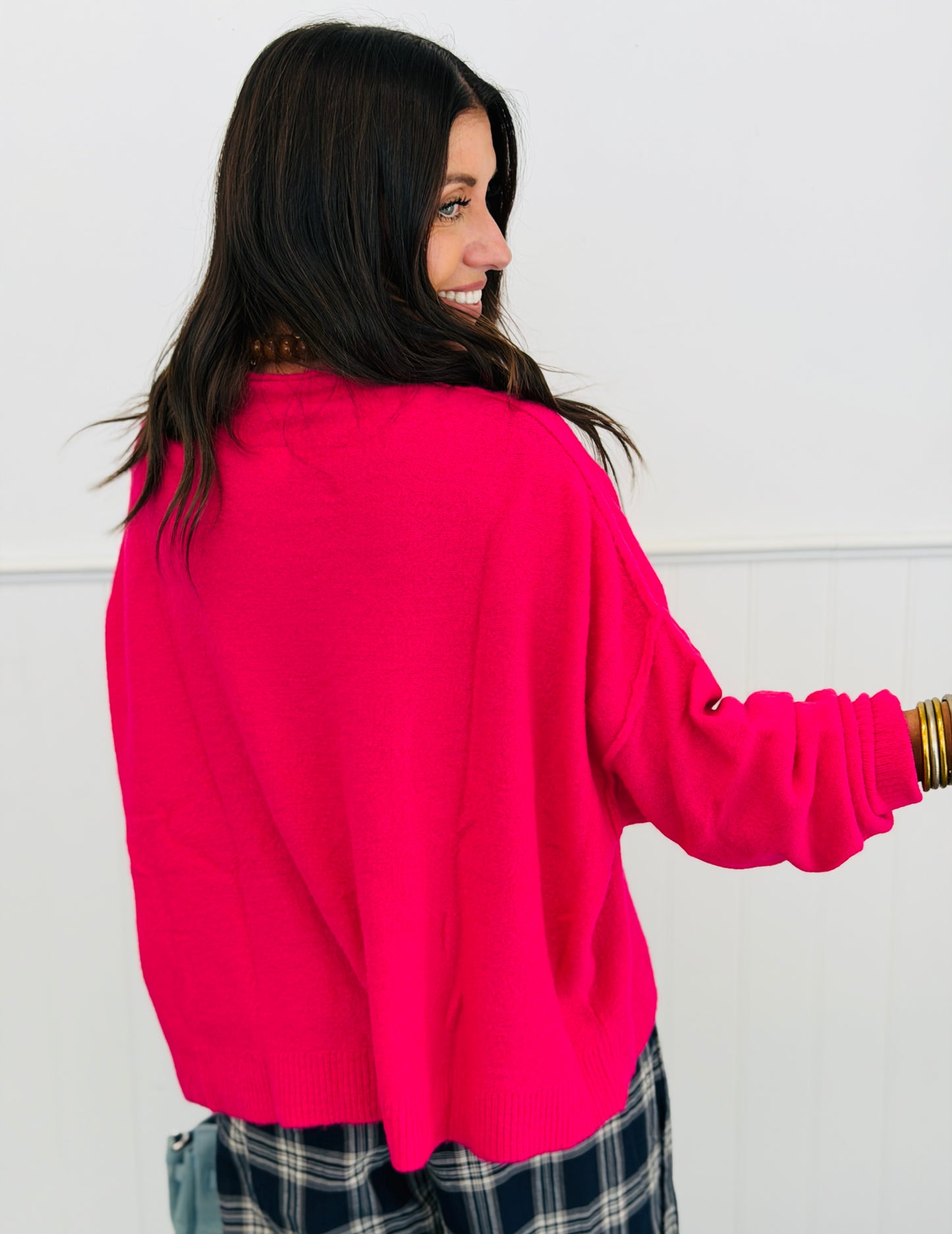 Fuchsia Oversized Mock Neck LS Sweater (Reg.)