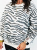 Queen Of Sparkles Cream & Black Zebra Sequin Sweatshirt (Reg. and Plus)
